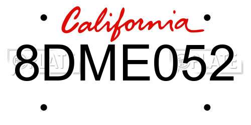 8DME052 California License Plate