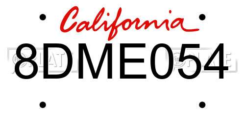 8DME054 California License Plate
