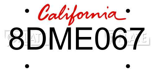 8DME067 California License Plate