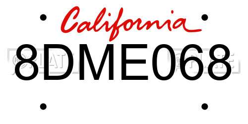 8DME068 California License Plate