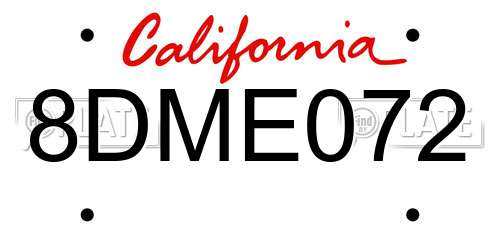 8DME072 California License Plate