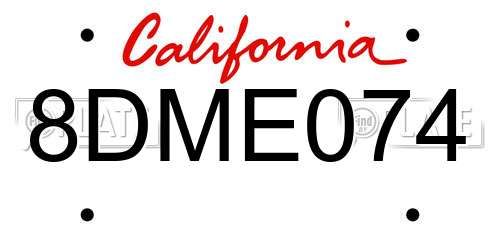 8DME074 California License Plate