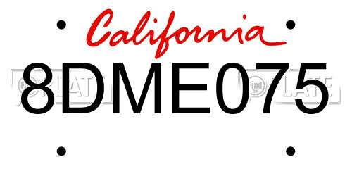 8DME075 California License Plate