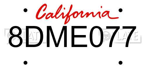 8DME077 California License Plate