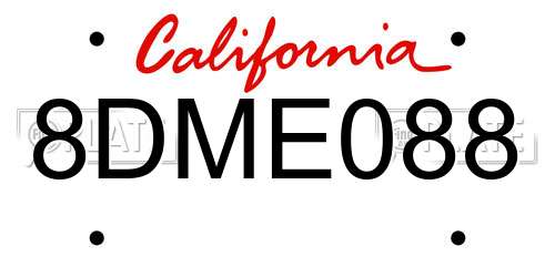 8DME088 California License Plate