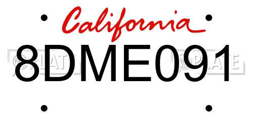 8DME091 California License Plate