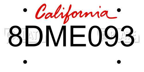8DME093 California License Plate