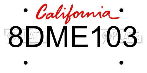 8DME103 California License Plate