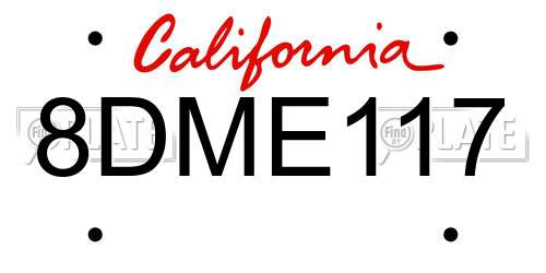 8DME117 California License Plate