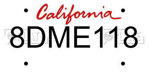 8DME118 California License Plate