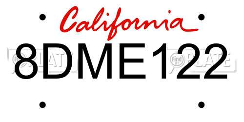 8DME122 California License Plate