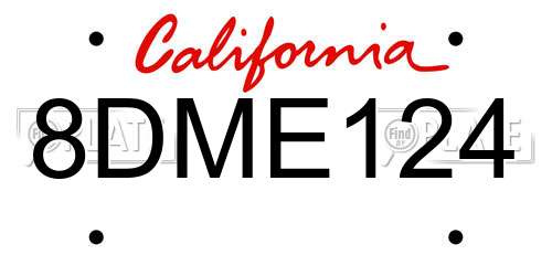 8DME124 California License Plate