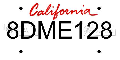 8DME128 California License Plate
