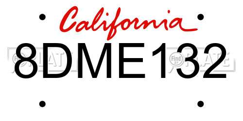 8DME132 California License Plate