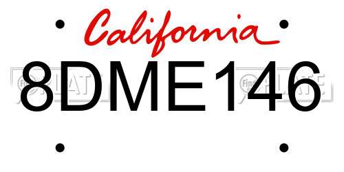 8DME146 California License Plate