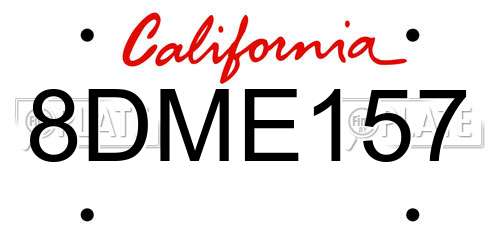 8DME157 California License Plate