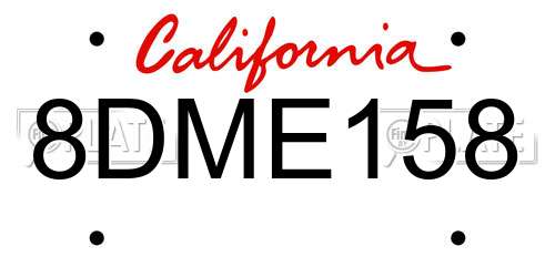 8DME158 California License Plate