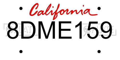 8DME159 California License Plate