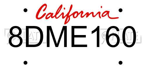 8DME160 California License Plate