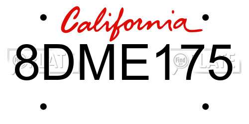 8DME175 California License Plate