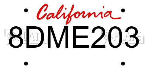 8DME203 California License Plate