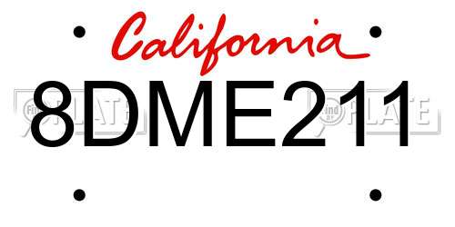 8DME211 California License Plate