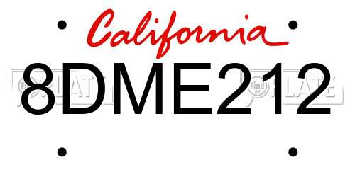 8DME212 California License Plate