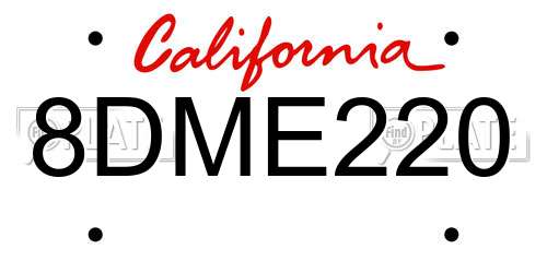 8DME220 California License Plate