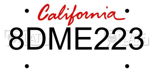 8DME223 California License Plate