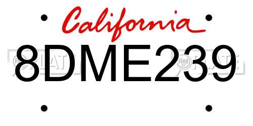 8DME239 California License Plate