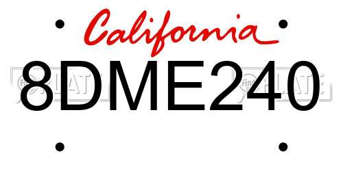 8DME240 California License Plate