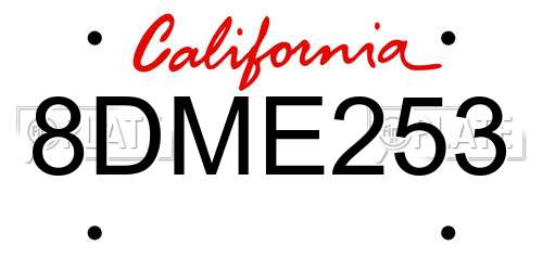 8DME253 California License Plate