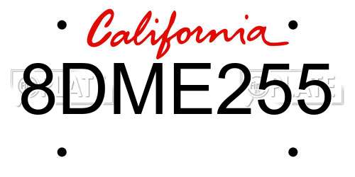 8DME255 California License Plate