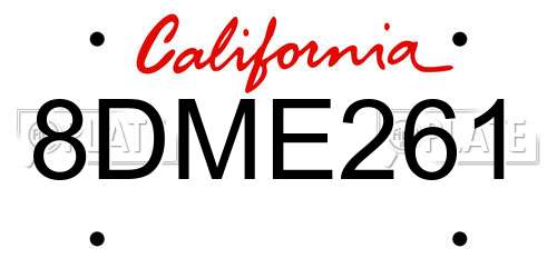 8DME261 California License Plate