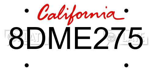 8DME275 California License Plate
