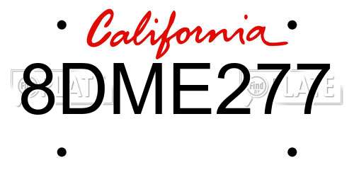 8DME277 California License Plate