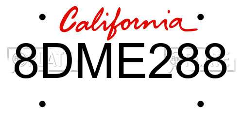 8DME288 California License Plate