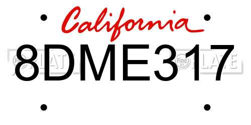 8DME317 California License Plate