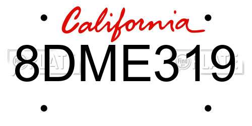 8DME319 California License Plate
