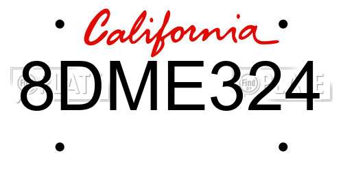8DME324 California License Plate