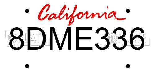8DME336 California License Plate