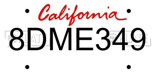 8DME349 California License Plate