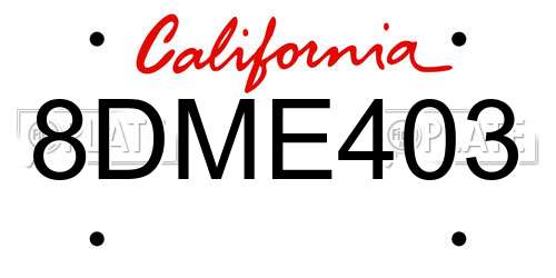 8DME403 California License Plate