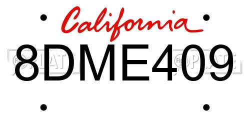 8DME409 California License Plate