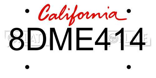 8DME414 California License Plate