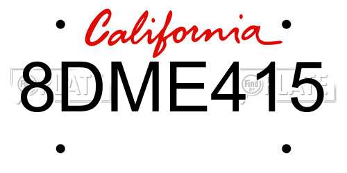 8DME415 California License Plate