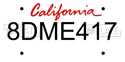 8DME417 California License Plate