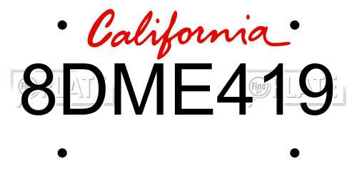 8DME419 California License Plate