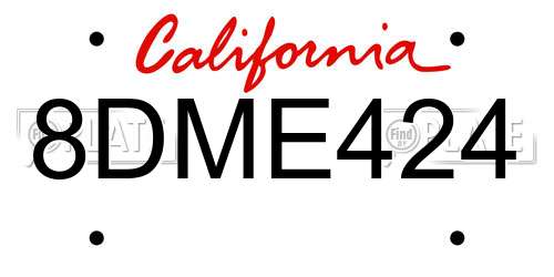 8DME424 California License Plate