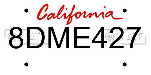 8DME427 California License Plate
